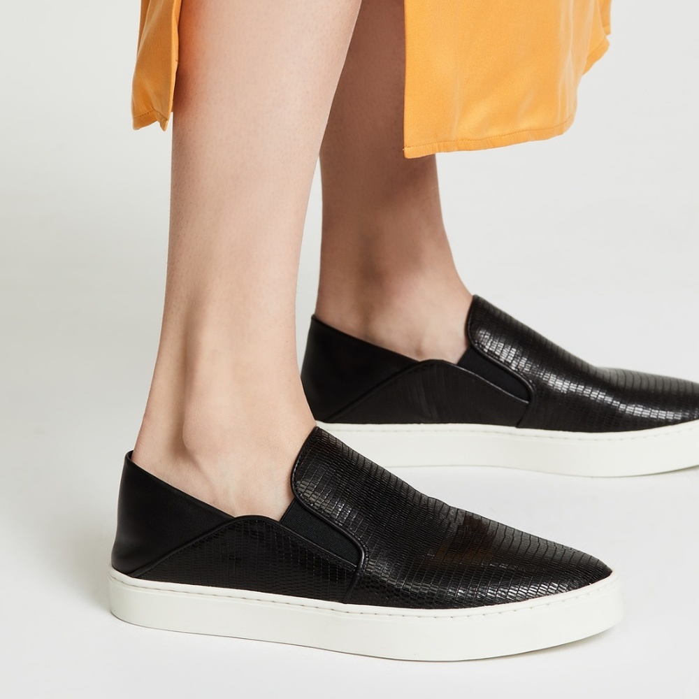 Vince Berlin Lizard‎ Embossed Leather Slip On Flats